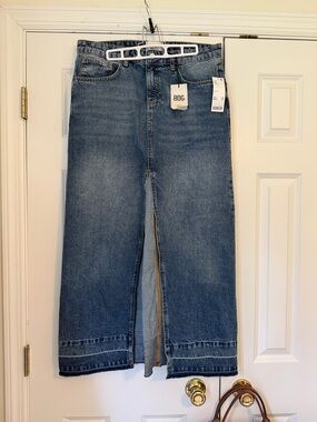 NW BDG UO Blue Front-Slit Denim Skirt Size L 10-12 Concert Festival Season